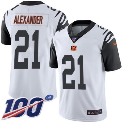 Nike Cincinnati Bengals #21 Mackensie Alexander White Men's Stitched NFL Limited Rush 100th Season Jersey